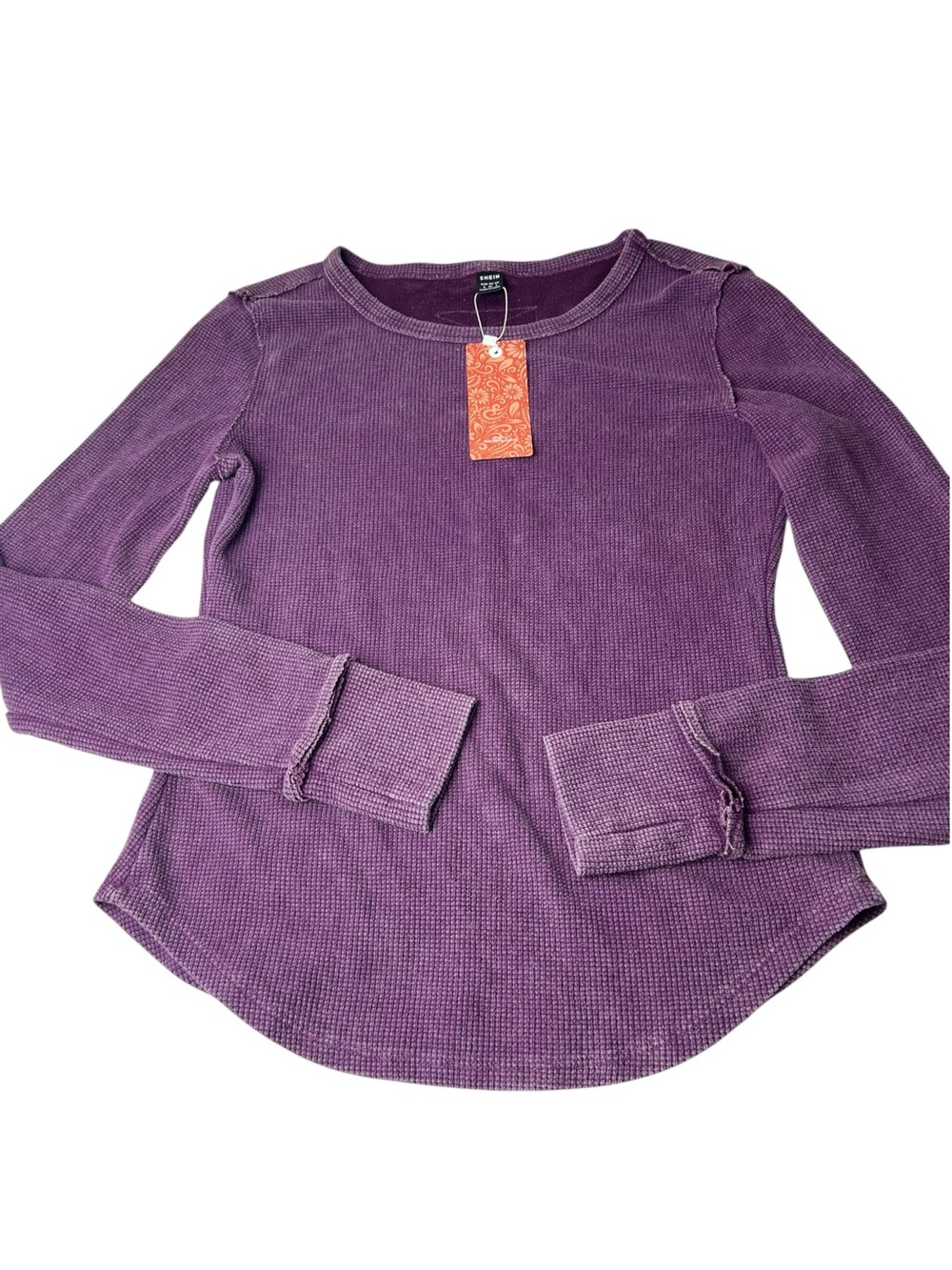Shein NWT Size Small (4) Purple Waffle Knit along Sleeve Grunge Top